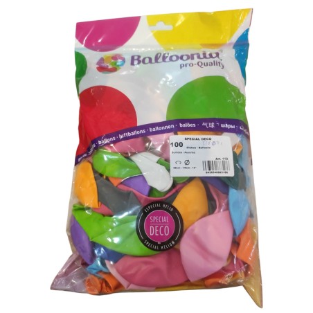 100 GLOBOS SURTIDO MATE BALLONIA
