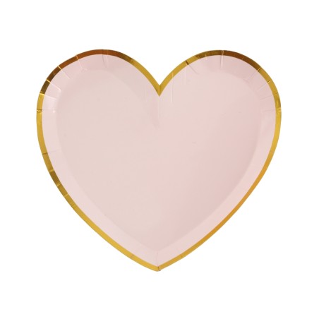 10 PLATOS CORAZON ROSA 22.5X20CM