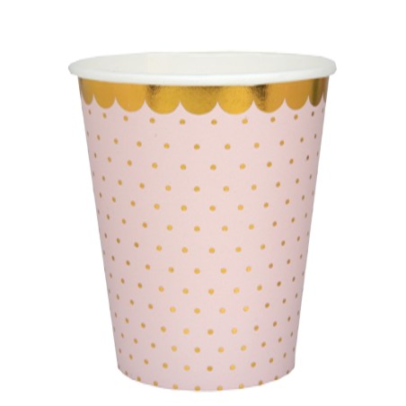 10 VASOS PUNTOS ROSA 27CL