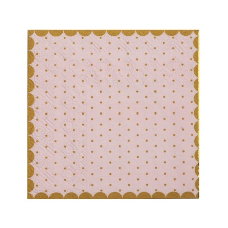 21 SERVILLETAS PUNTOS ROSA PAPEL 3C 25X25CM