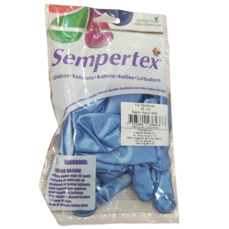 12 GLOBOS SEMPERTEX AZUL SATINADO 30CM