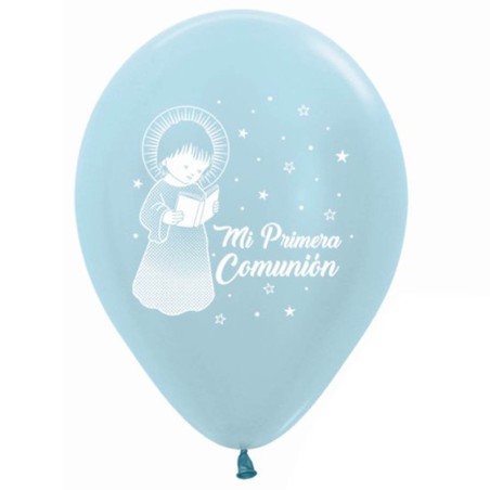 12 GLOBOS AZUL COMUNION 
