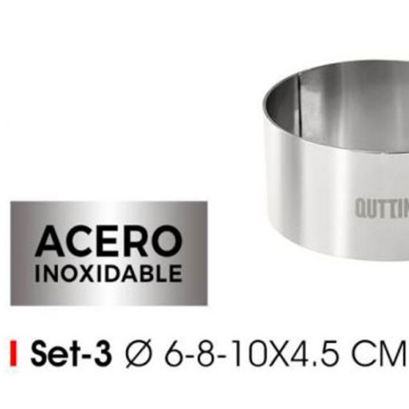 SET 3 AROS DE EMPLATAR INOX 6,8 Y 10 X4.5CM