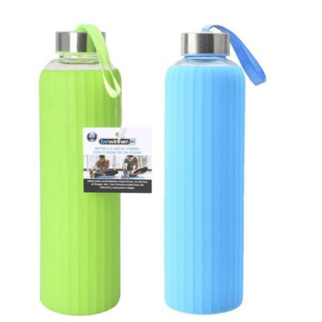 BOTELLA 400ML AGUA VIDRIO/SILICONA