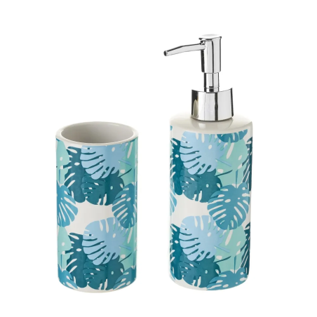 SET 2 PIEZAS BAÑO HOJA PALMA