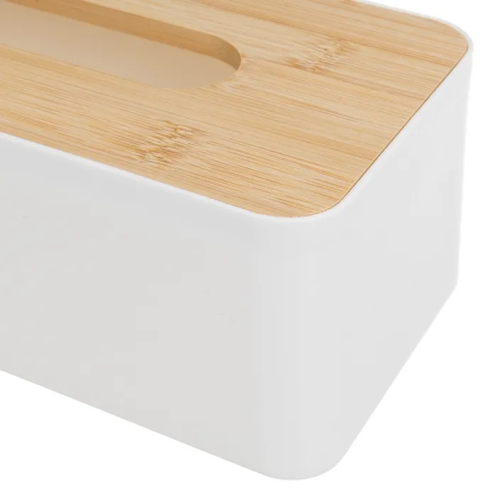CAJA DE PAÑUELOS BAMBÚ -BLANCO 25 X 13 X 9 CM