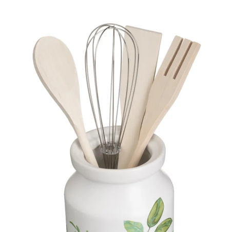 PORTAUTENSILIOS VERDE HOJAS 12 X 12 X 13 CM