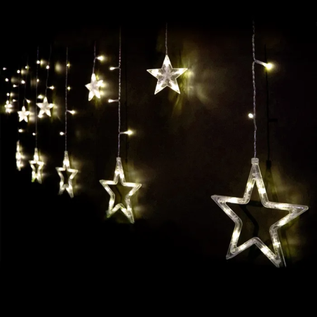 CORTINA ESTRELLAS 138 LEDS CÁLIDO 220 X 100 CM 