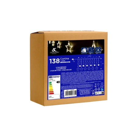 CORTINA ESTRELLAS 138 LEDS CÁLIDO 220 X 100 CM 