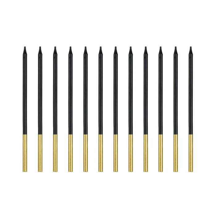 Velas de cumpleaños PartyDeco negras y doradas 14 cm pack 12 unidades