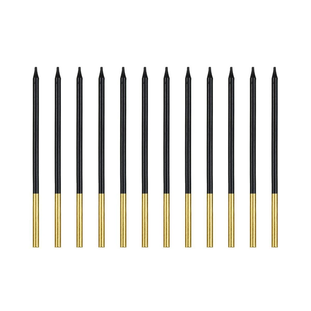 Velas de cumpleaños PartyDeco negras y doradas 14 cm pack 12 unidades