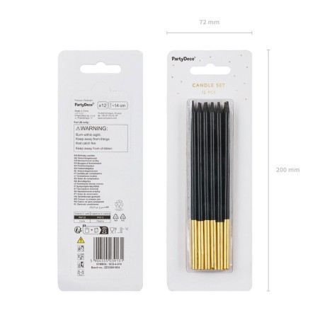 SET 12 VELAS NEGRO/ORO