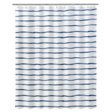 Cortina de ducha poliéster rayas marineras azul 180x200 cm