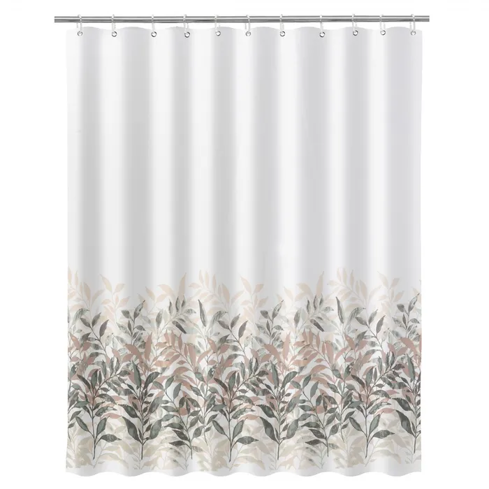 Cortina de ducha poliéster con estampado hojas silvestres 180x200 cm