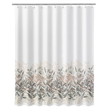 Cortina de ducha poliéster con estampado hojas silvestres 180x200 cm