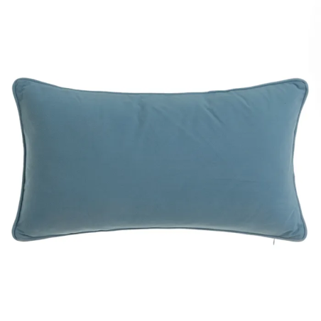 Cojín rectangular velvet azul 50x30 cm con relleno y funda poliéster