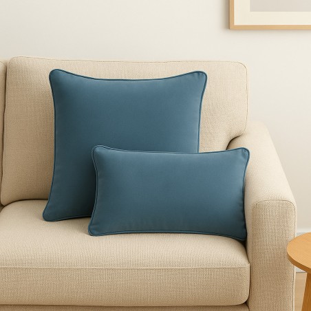 Cojín rectangular velvet azul 50x30 cm con relleno