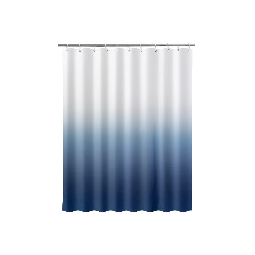 Cortina de ducha poliéster con diseño degradado azul 180x200 cm