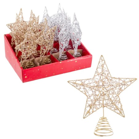 Estrella metálica dorada o plateada 20 cm para árbol de Navidad