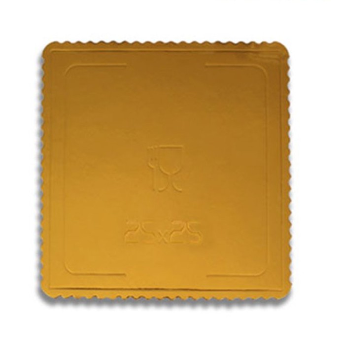 Base cuadrada extrafuerte para tartas Azucren oro 25x25 cm 3 mm