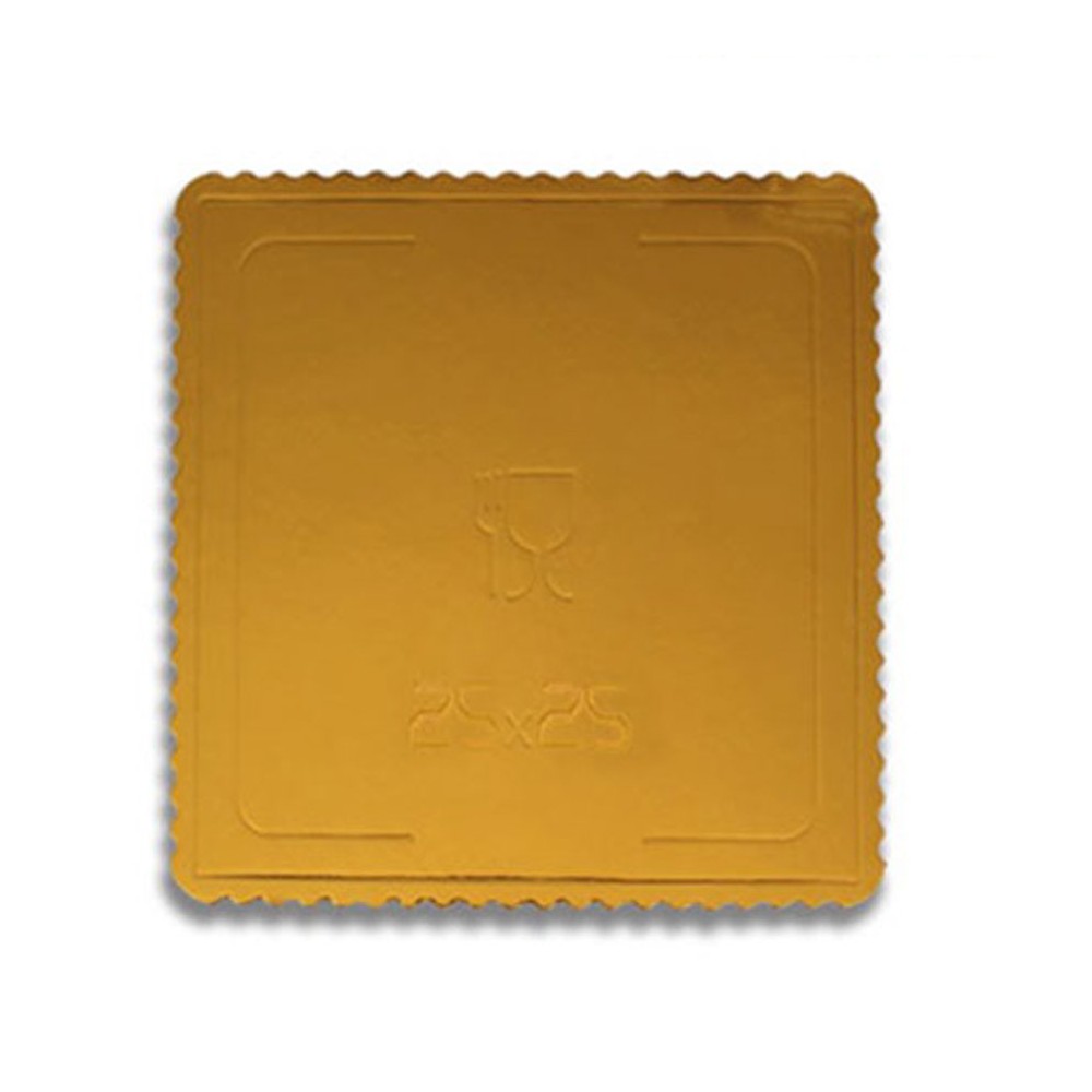 Base cuadrada extrafuerte para tartas Azucren oro 25x25 cm 3 mm