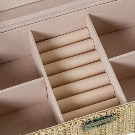 Joyero Polipiel/ratan espejo Rosa cierre 25x15x9.5cm