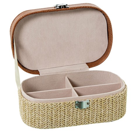 Joyero Polipiel/ratan marron 19x12x7.5cm