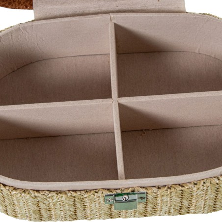 Joyero Polipiel/ratan marron 19x12x7.5cm