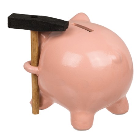 HUCHA CERDO CON MARTILLO 15CM