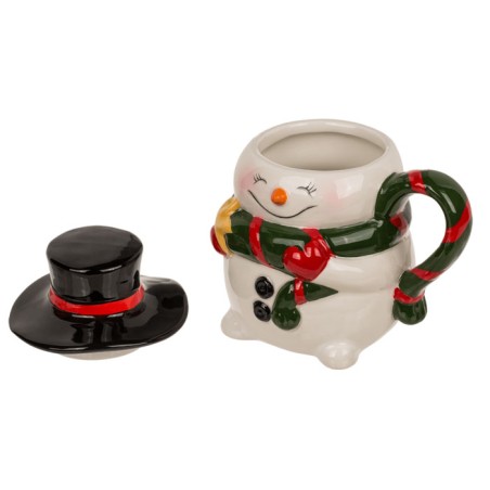 TAZA MUÑECO DE NIEVE CON TAPA 300ML