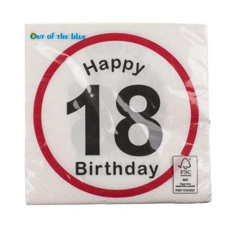 20 SERVILLETAS HAPPYBIRTHDAY 18 33X33XM