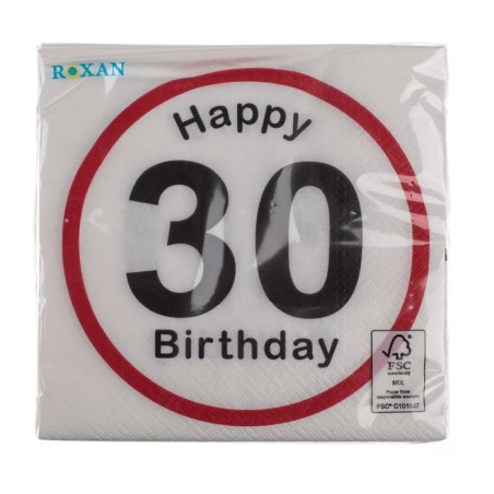 20 SERVILLETAS HAPPYBIRTHDY 30 33X33CM