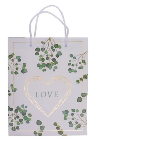 BOLSA PAPEL LOVE VERDE 18X8X23