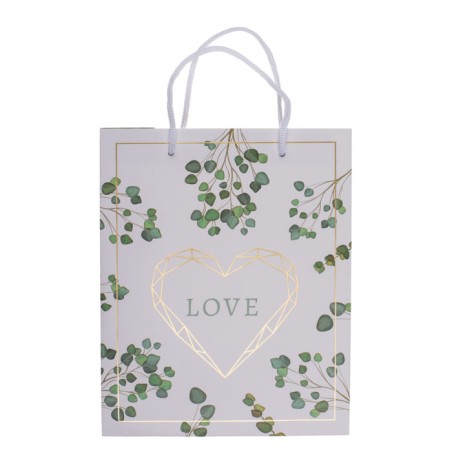 BOLSA PAPEL LOVE VERDE 18X8X23