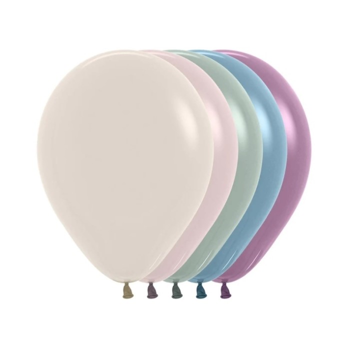 100 GLOBOS COLORES PASTELES 12,5cm-R5 SEMPERTEX