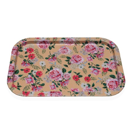 BANDEJA METALICA AMARILLA FLORES 34X 23X1.5 CM