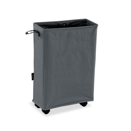 CESTO DE ROPA GRIS ALARGADO CON ASA Y MALLA 38X19X58 CM