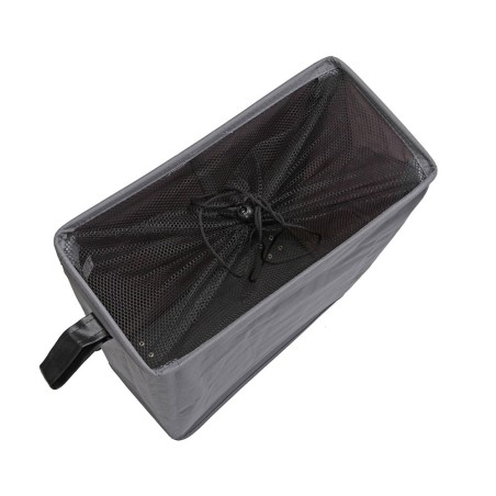 CESTO DE ROPA GRIS ALARGADO CON ASA Y MALLA 38X19X58 CM