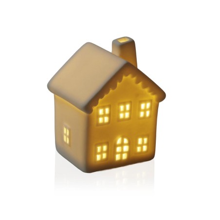 FIGURA DE CERAMICA CON LUZ LED CASA BLANCA 6.7X5.8X8CM
