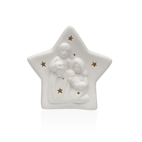 NACIMIENTO CERAMICA ESTRELLA BLANCA CON LUZ LED 12.5X5X12.5CM