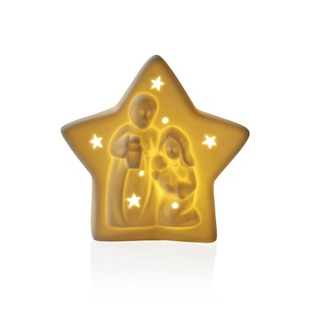 NACIMIENTO CERAMICA ESTRELLA BLANCA CON LUZ LED 12.5X5X12.5CM