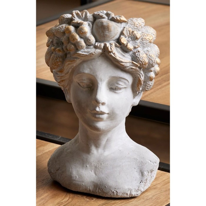 MACETERO BUSTO MUJER TOCADO DORADO 16CM