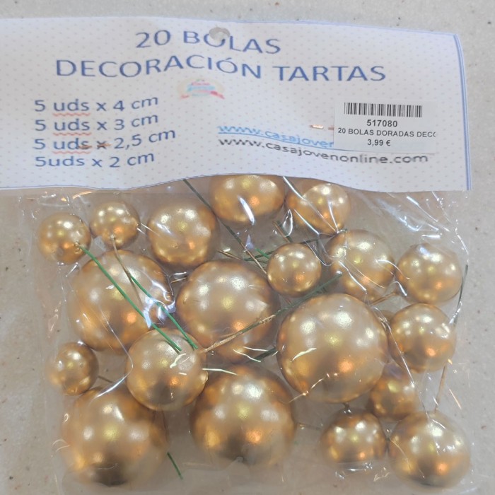 20 BOLAS DORADAS DECORACION DE TARTAS
