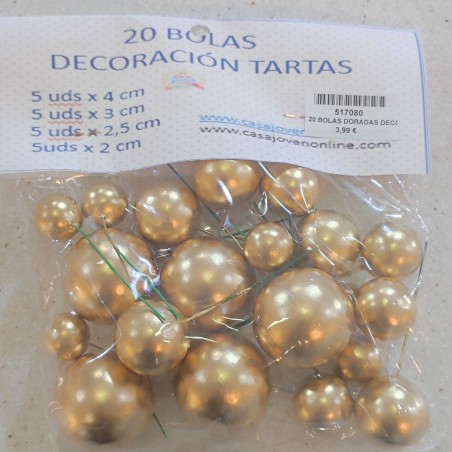 20 BOLAS DORADAS DECORACION DE TARTAS