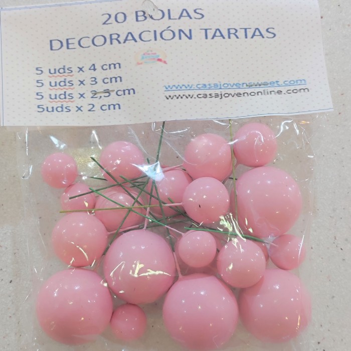 20 BOLAS ROSAS DOCRACION DE TARTAS