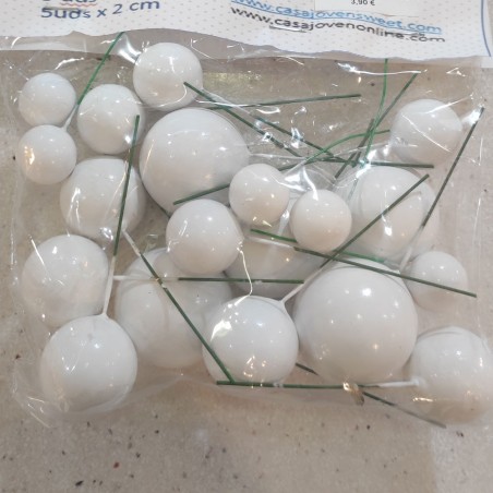 Bolas blancas para decorar tartas – Pack 20 unidades (NO comestibles)