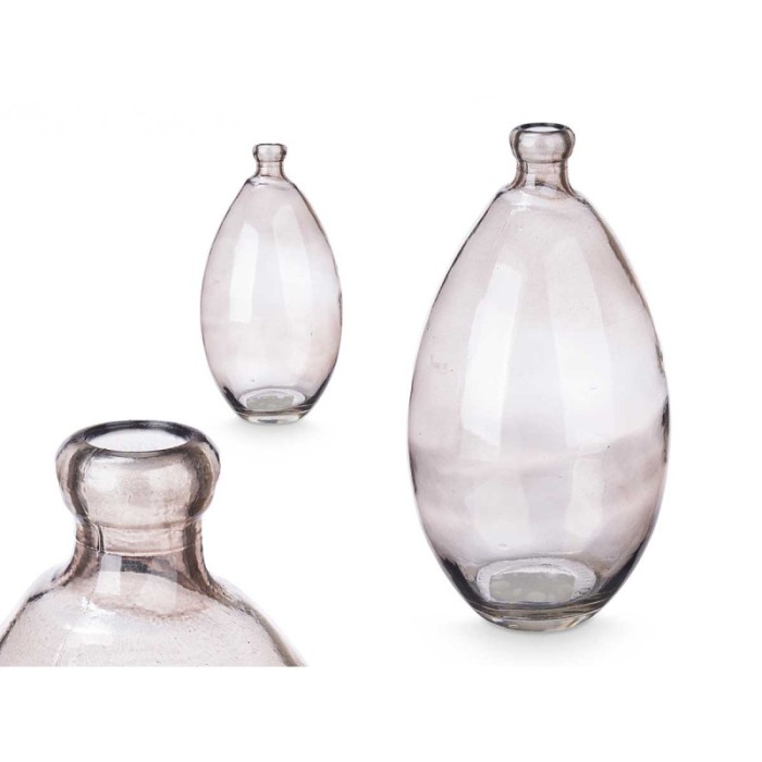 JARRON ABONBADO VIDRIO GRIS 17 x 17 x 30 cm