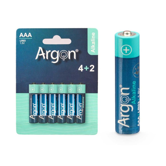 6 PILAS AAA ALKALINA ARGON LR03/60