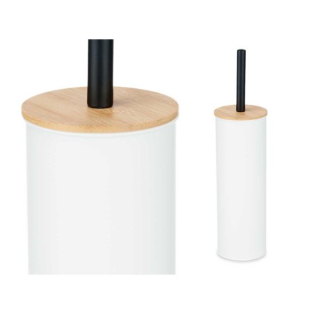 ESCOBILLERO METAL BLANCO TAPA BAMBU /6