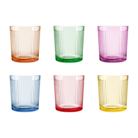 SET 6 VASOS COLORES RAYAS 360ML 